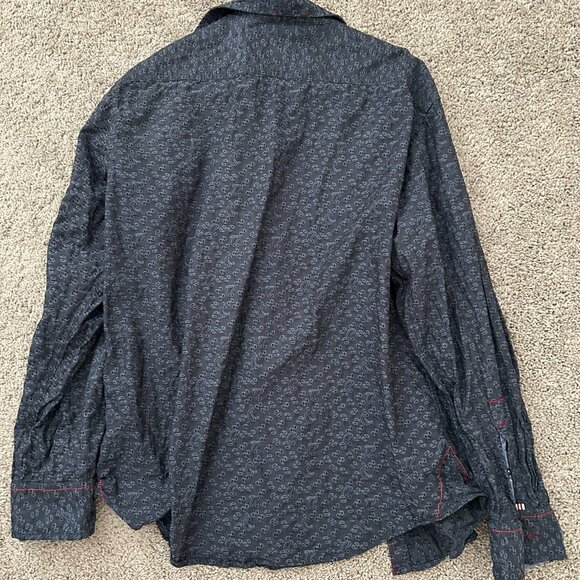 Vintage Italia Reserved Stock Men's Button-Down Shirt Navy Blue Cotton XL - Picture 4 of 7